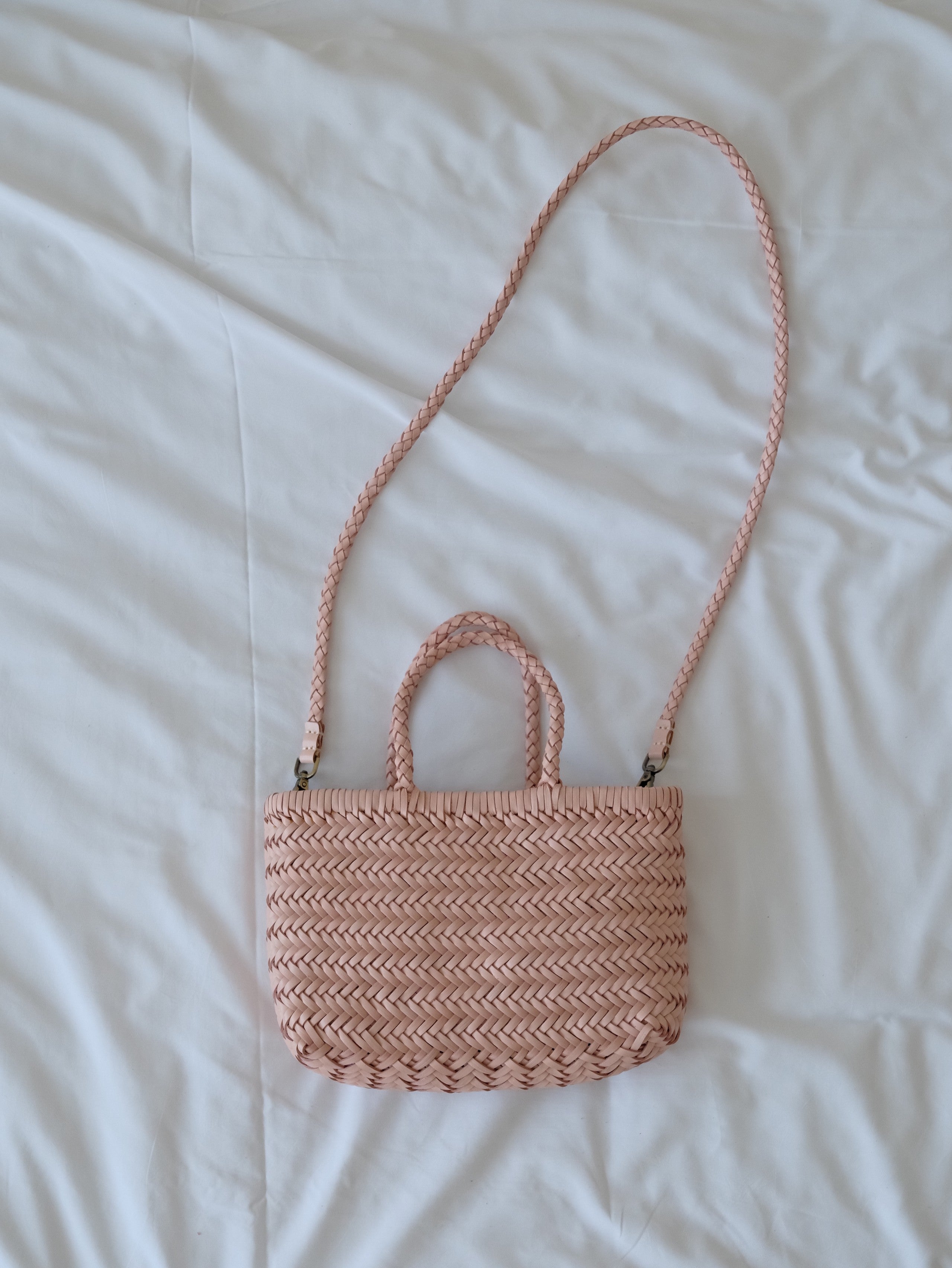 Small Woven Leather Basket Bag for Women | Handmade Cowhide Tote with Crossbody Strap