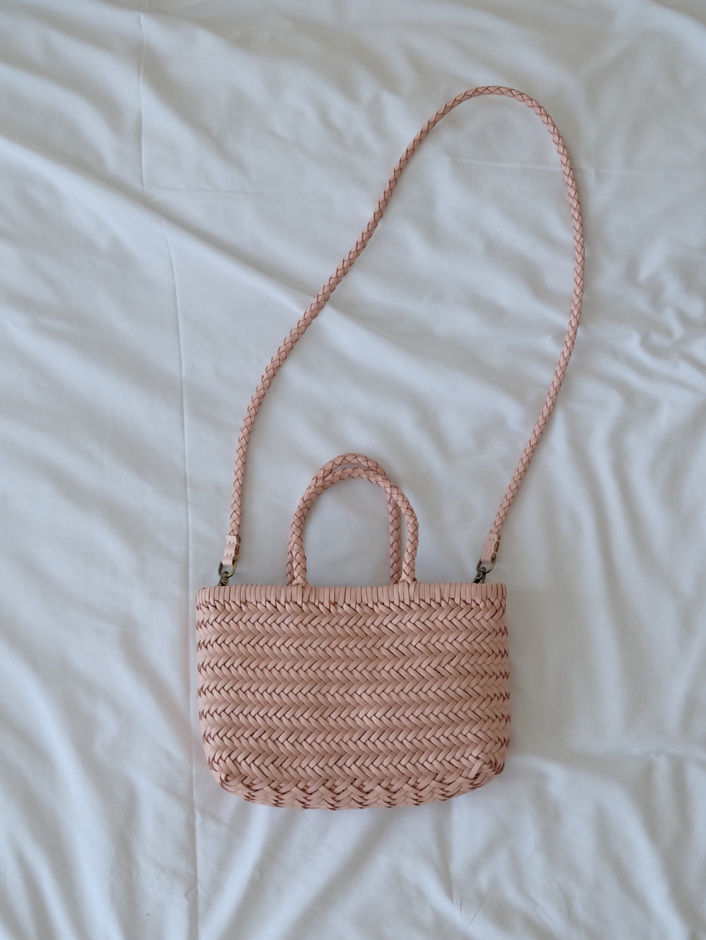 Small Woven Leather Basket Bag for Women | Handmade Cowhide Tote with Crossbody Strap