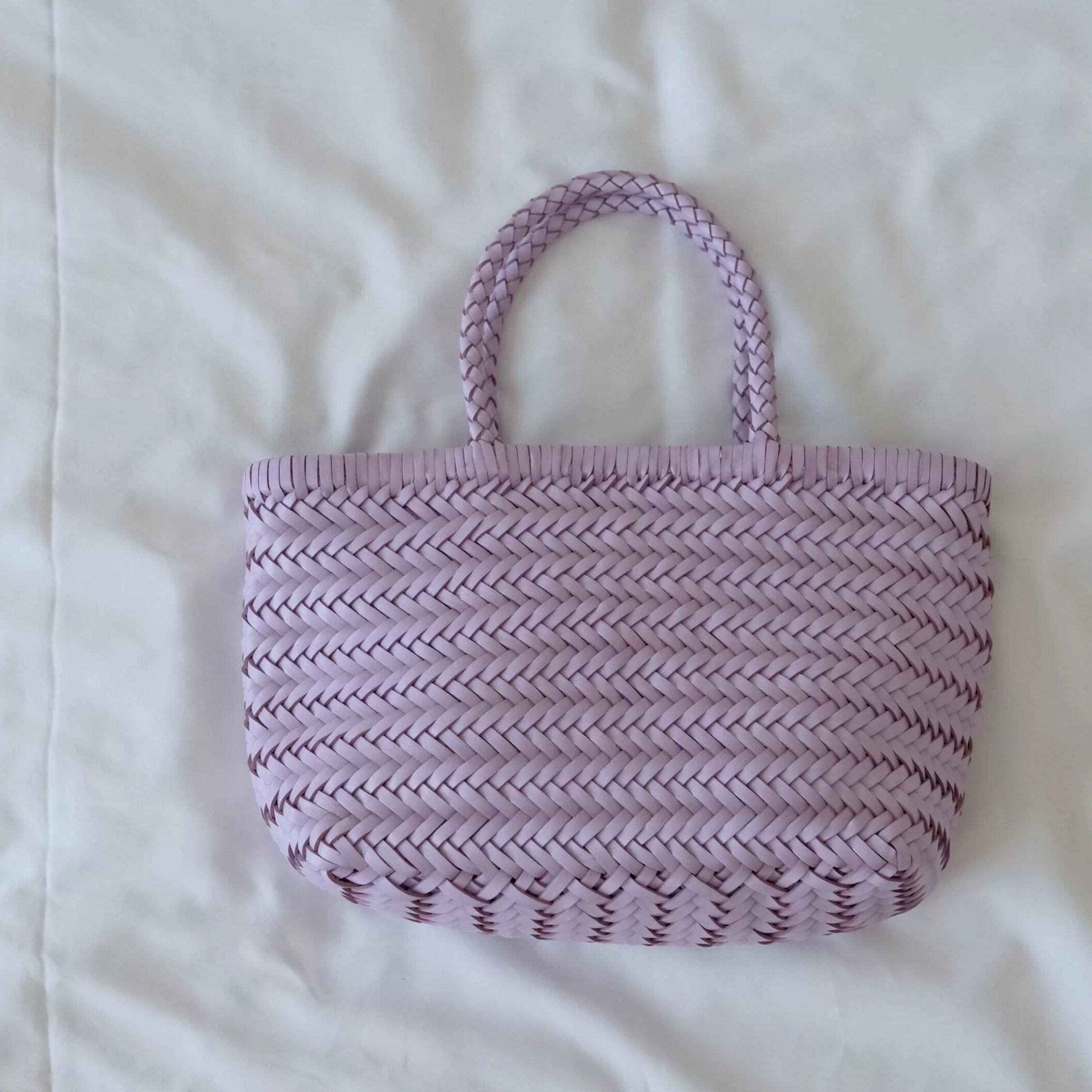 Small Woven Leather Basket Bag for Women | Handmade Cowhide Tote with Crossbody Strap