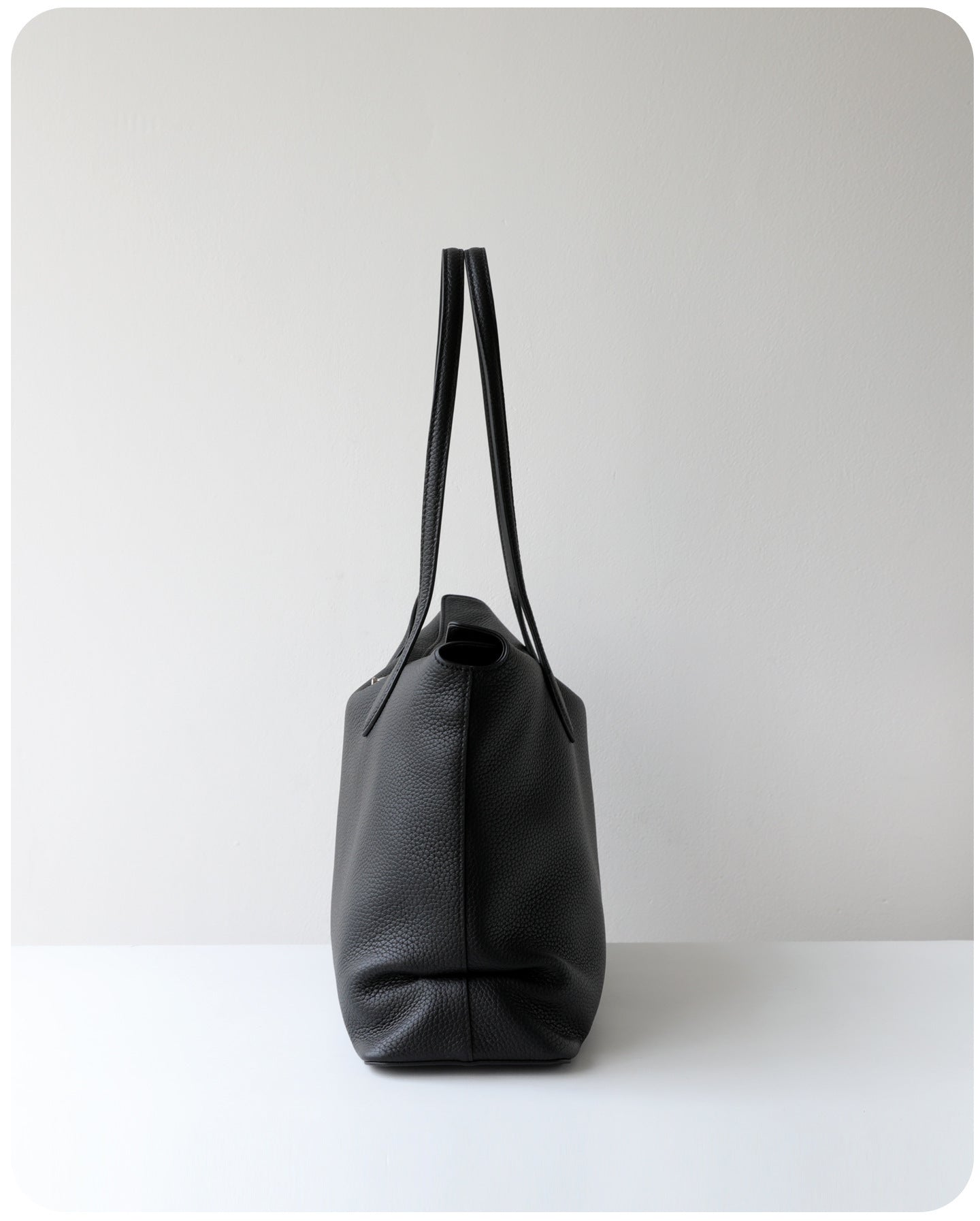 Soft Cowhide Leather Tote Bag |  Minimalist Pebbled Shoulder Handbag with Turn-Lock Closure | Large Everyday Work Bag for Women