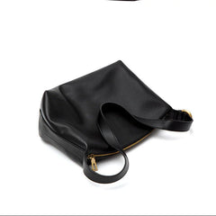 Soft Genuine Leather Hobo Shoulder Bag, Minimalist Slouchy Tote for Women, Vintage Cowhide Crossbody Bag