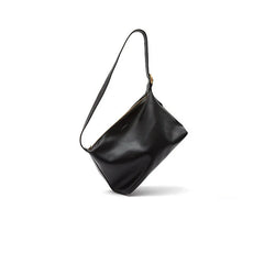 Soft Genuine Leather Hobo Shoulder Bag, Minimalist Slouchy Tote for Women, Vintage Cowhide Crossbody Bag