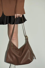 Soft Genuine Leather Hobo Shoulder Bag, Minimalist Slouchy Tote for Women, Vintage Cowhide Crossbody Bag