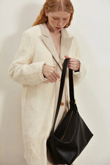 Soft Genuine Leather Hobo Shoulder Bag, Minimalist Slouchy Tote for Women, Vintage Cowhide Crossbody Bag