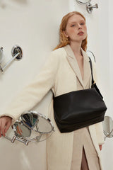 Soft Genuine Leather Hobo Shoulder Bag, Minimalist Slouchy Tote for Women, Vintage Cowhide Crossbody Bag
