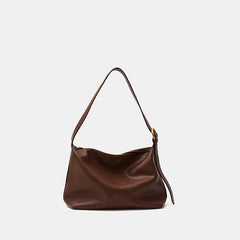 Soft Genuine Leather Hobo Shoulder Bag, Minimalist Slouchy Tote for Women, Vintage Cowhide Crossbody Bag