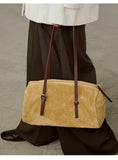 Suede Baguette Bag for Women | Matte Cowhide Leather Shoulder & Hand Bag | Versatile Commuter Purse in Two Colors