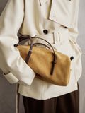 Suede Baguette Bag for Women | Matte Cowhide Leather Shoulder & Hand Bag | Versatile Commuter Purse in Two Colors