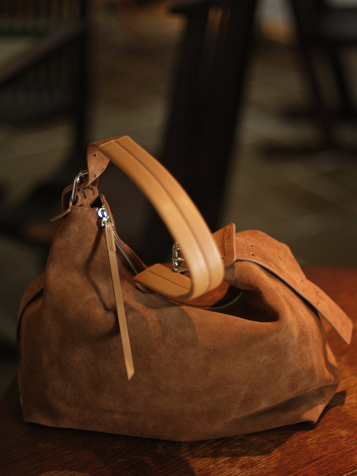Suede Cowhide Leather Hobo Bag | Women's Slouchy Shoulder & Crossbody Tote