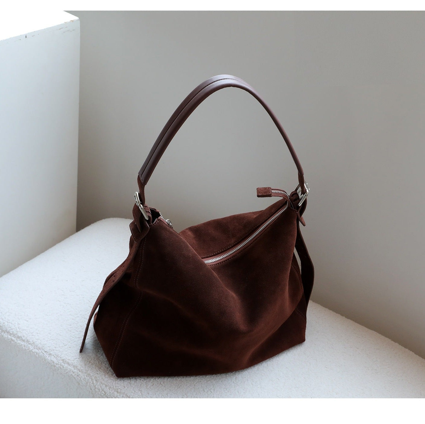 Suede Cowhide Leather Hobo Bag | Women's Slouchy Shoulder & Crossbody Tote