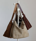 Suede Cowhide Leather Hobo Bag | Women's Slouchy Shoulder & Crossbody Tote
