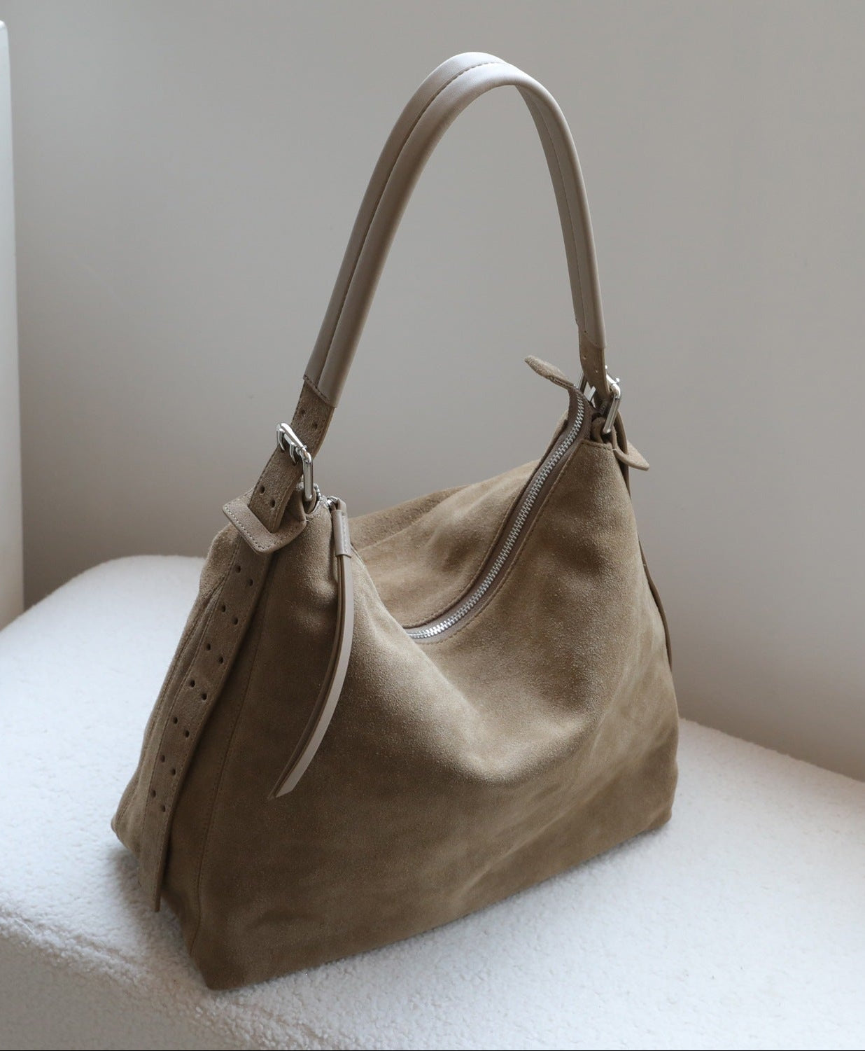 Suede Cowhide Leather Hobo Bag | Women's Slouchy Shoulder & Crossbody Tote