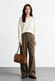 Suede Cowhide Shoulder Bag | Large Vintage Commuter Tote | Genuine Leather Women's Bag
