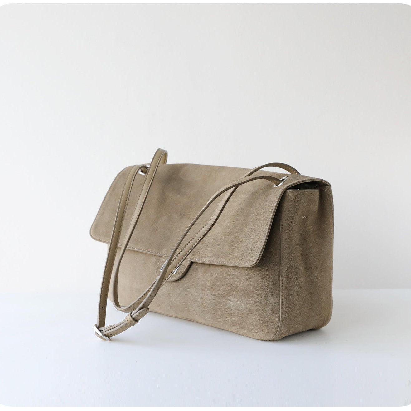 Suede Cowhide Shoulder Bag | Large Vintage Commuter Tote | Genuine Leather Women's Bag