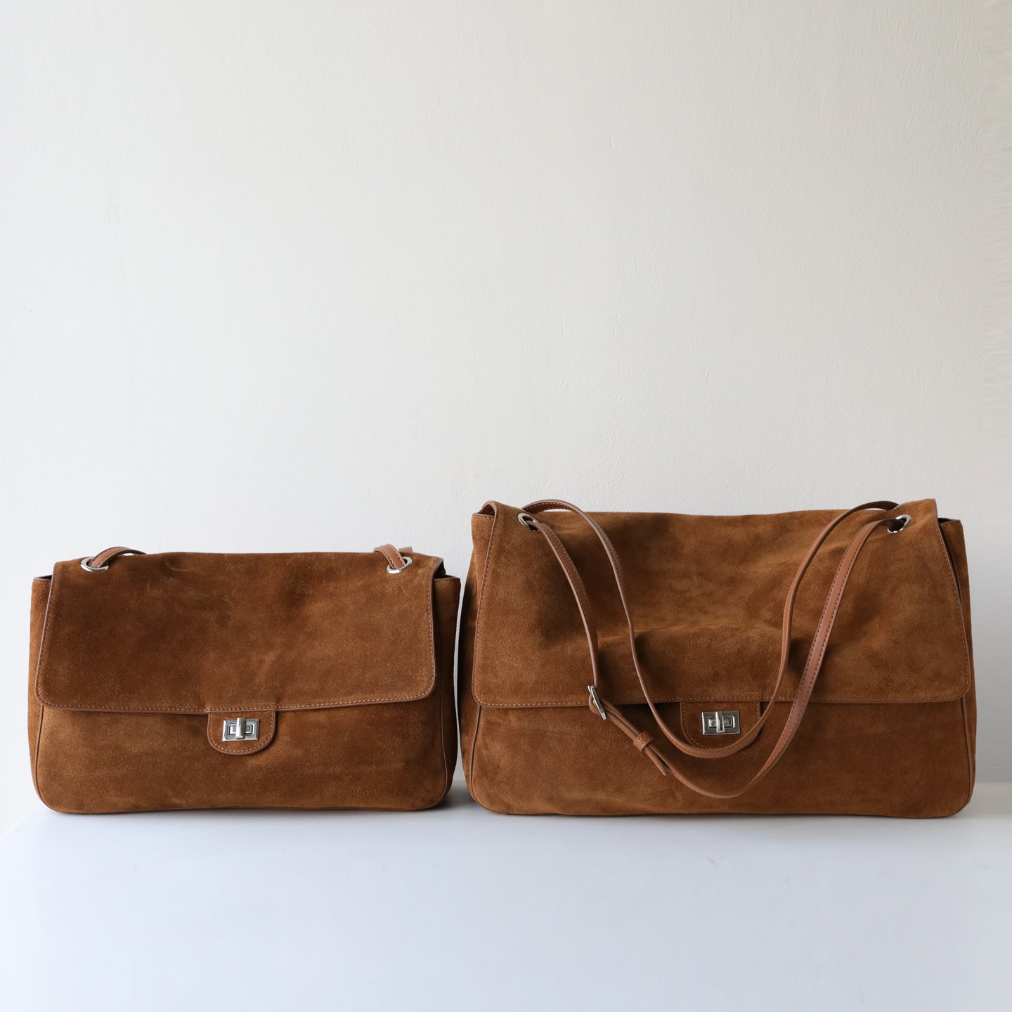 Suede Cowhide Shoulder Bag | Large Vintage Commuter Tote | Genuine Leather Women's Bag