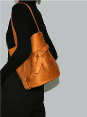 Suede Women's Bucket Bag in a Laid-back Style | Large Tote Bag for Commuting, Vintage Bucket bag in genuine leather