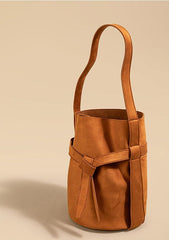 Suede Women's Bucket Bag in a Laid-back Style | Large Tote Bag for Commuting, Vintage Bucket bag in genuine leather