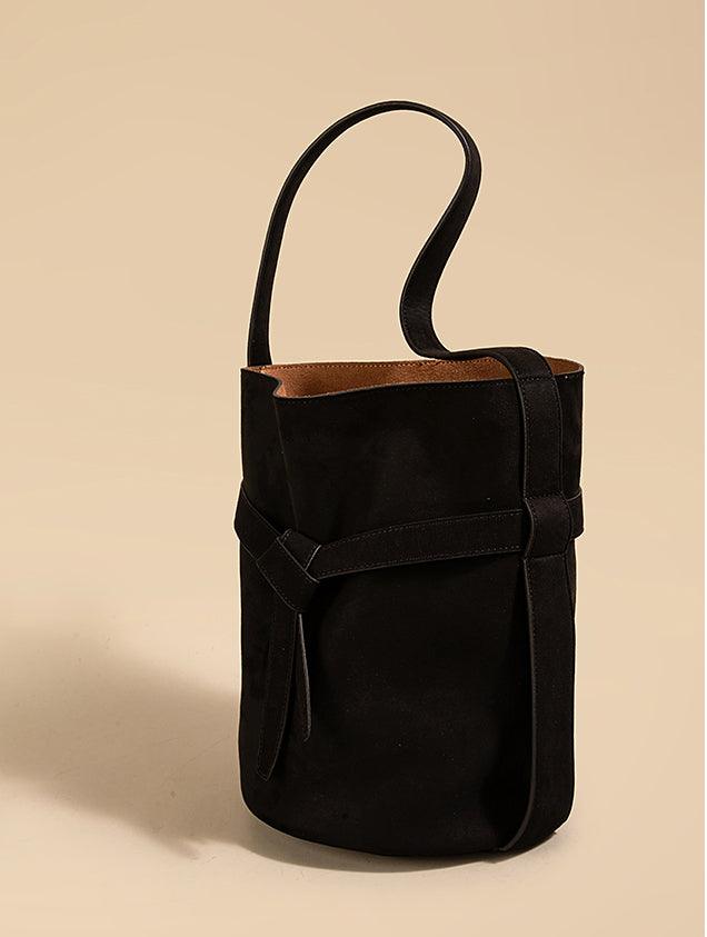Suede Women's Bucket Bag in a Laid-back Style | Large Tote Bag for Commuting, Vintage Bucket bag in genuine leather