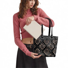 Summer Handmade Leather Tote Bag, Hollow Carved Basket Shoulder Bag, Designer Cowhide Handbag for Wome