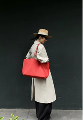 Summer Handwoven Cowhide Leather Tote Bag, Large Soft Slouchy Shoulder Bag, Lightweight Travel & Commuter Fashion Shopper Bag For Women