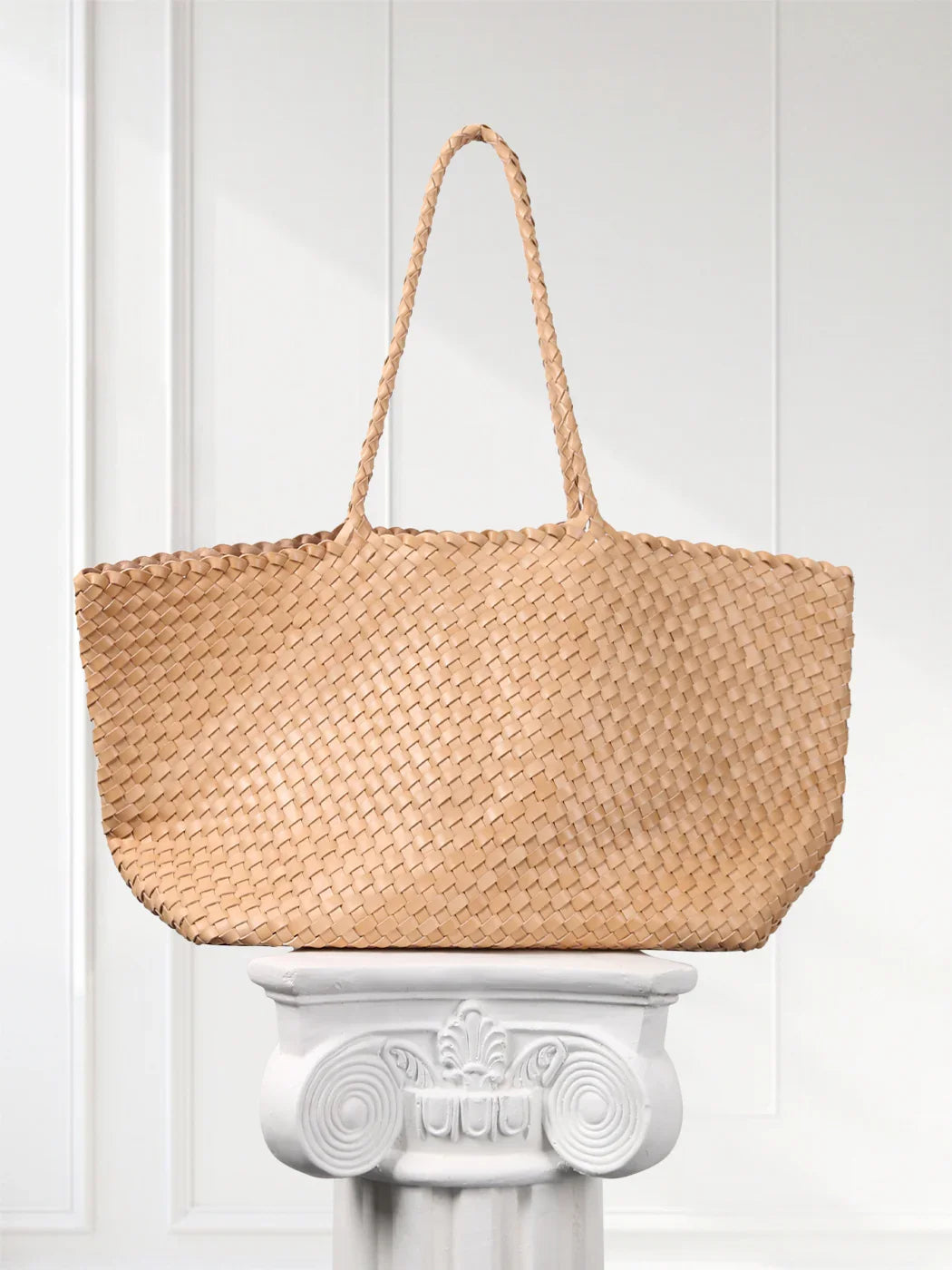 Summer Handwoven Cowhide Leather Tote Bag, Large Soft Slouchy Shoulder Bag, Lightweight Travel & Commuter Fashion Shopper Bag For Women