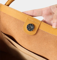Summer Togo Cowhide Leather Tote Bag, Large Lightweight Leather Shoulder 15-Inch Laptop Bag for Women