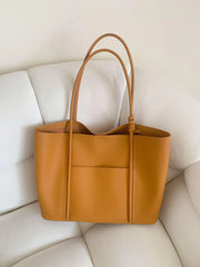 Summer Togo Cowhide Leather Tote Bag, Large Lightweight Leather Shoulder 15-Inch Laptop Bag for Women