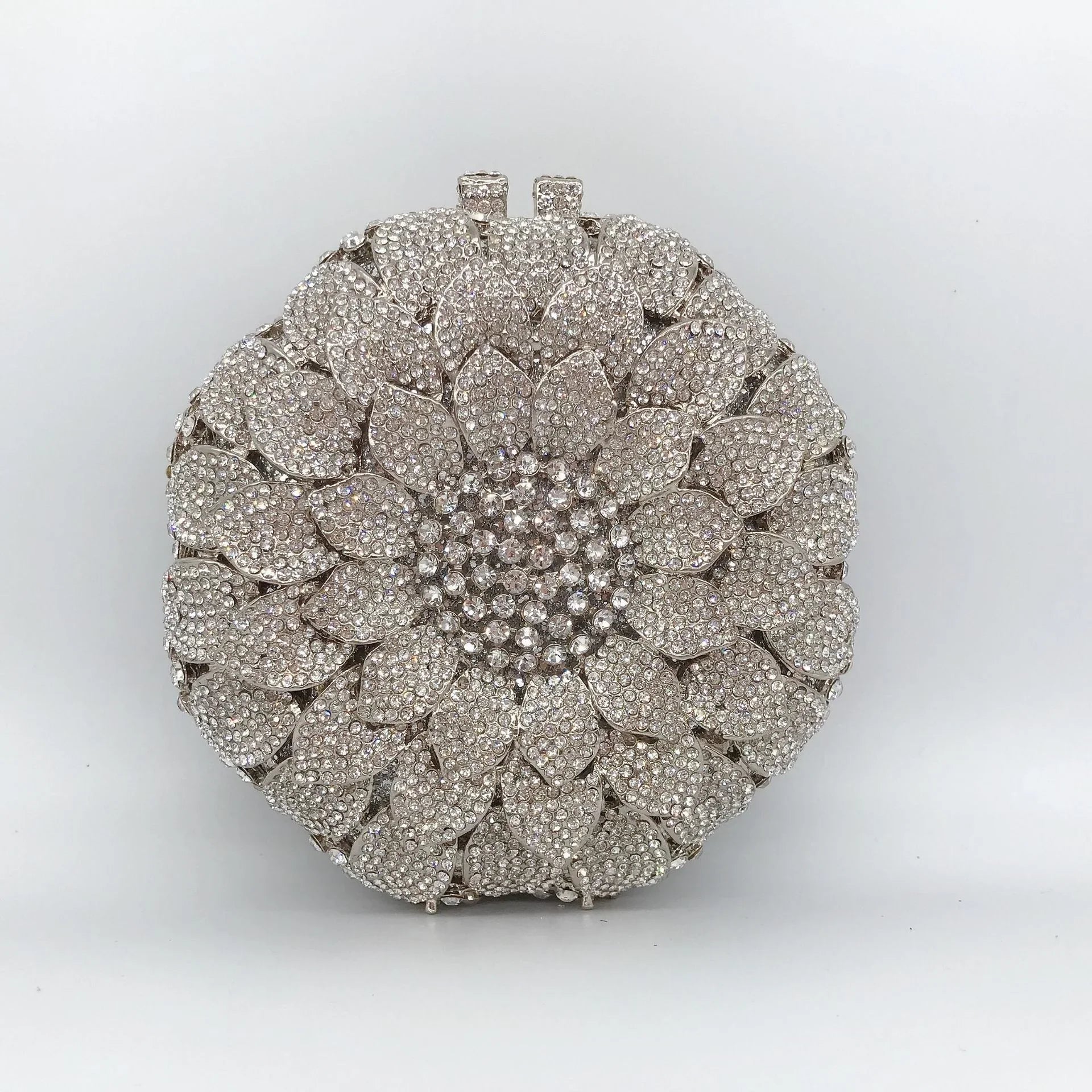 Sunflower Rhinestone Evening Bag, Bridal Wedding Clutch, Handcrafted Floral Party Bag, Crystal Clutch Purse for Formal Events