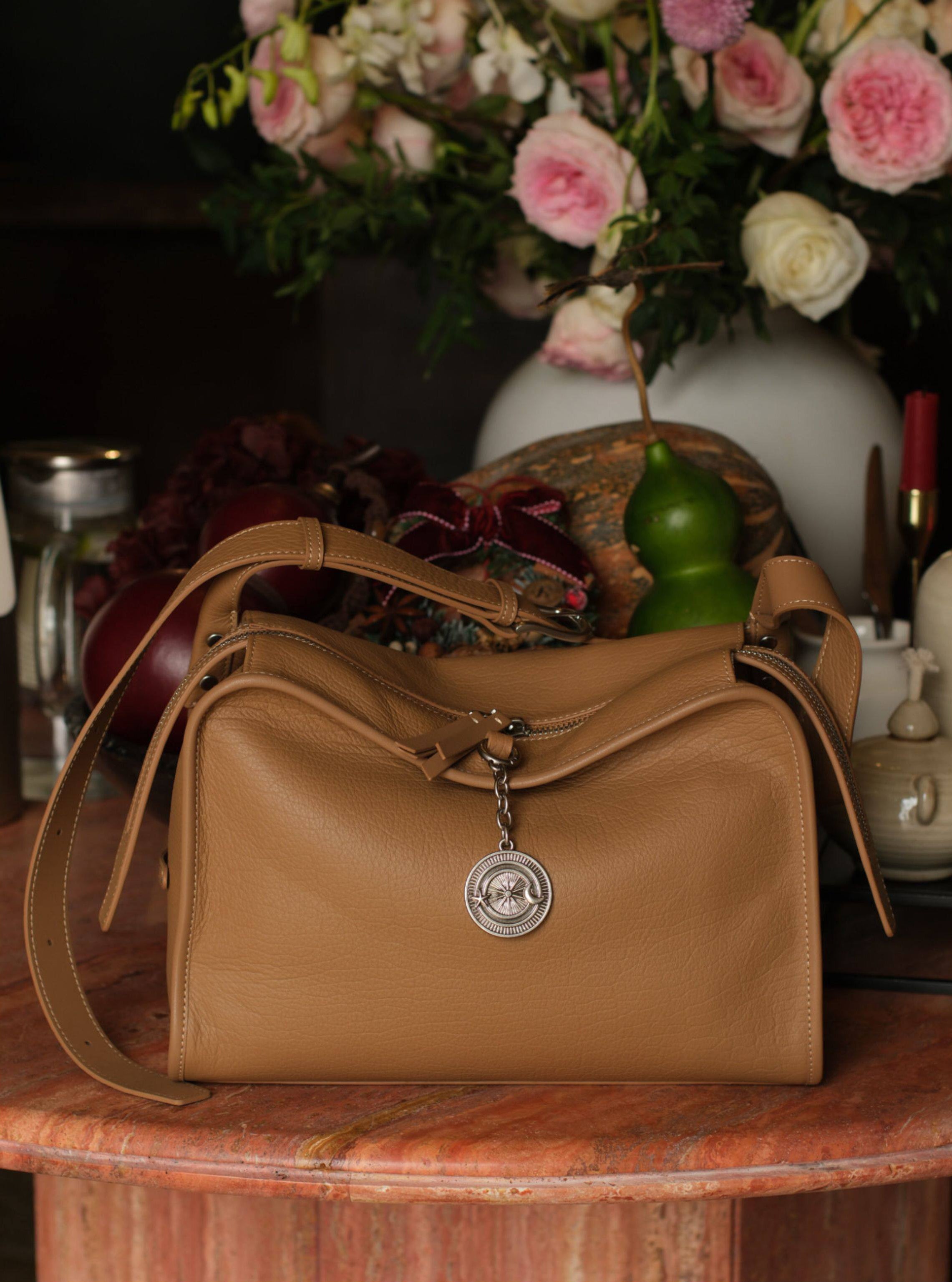 Textured Full Grain Cowhide Leather Boston Bag | Women's Shoulder & Crossbody Bag