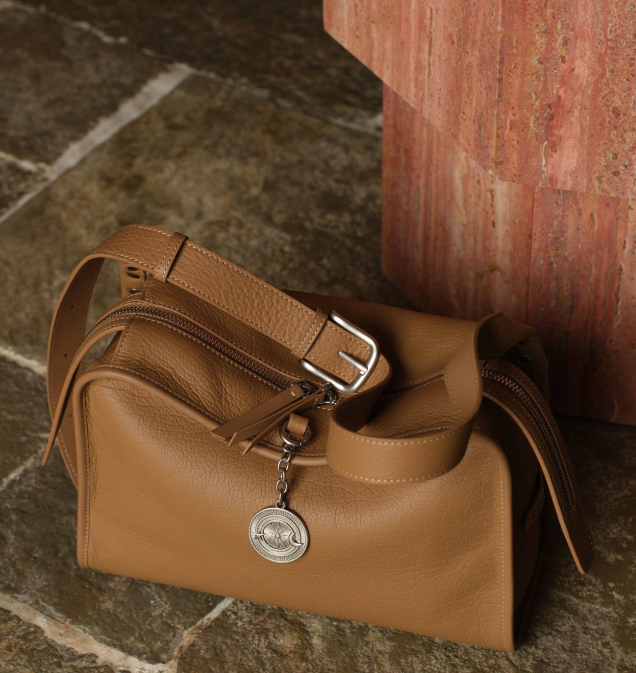 Textured Full Grain Cowhide Leather Boston Bag | Women's Shoulder & Crossbody Bag
