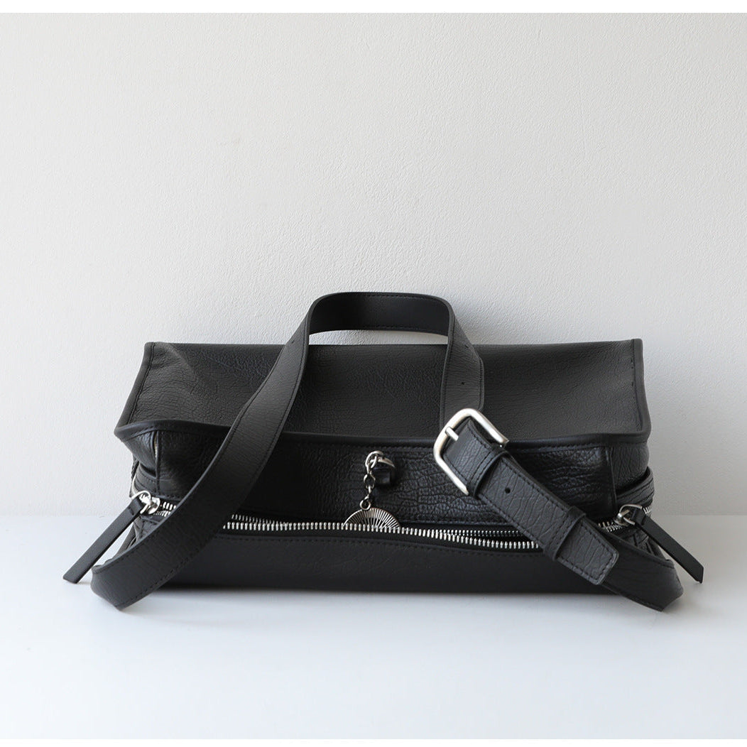 Textured Full Grain Cowhide Leather Boston Bag | Women's Shoulder & Crossbody Bag