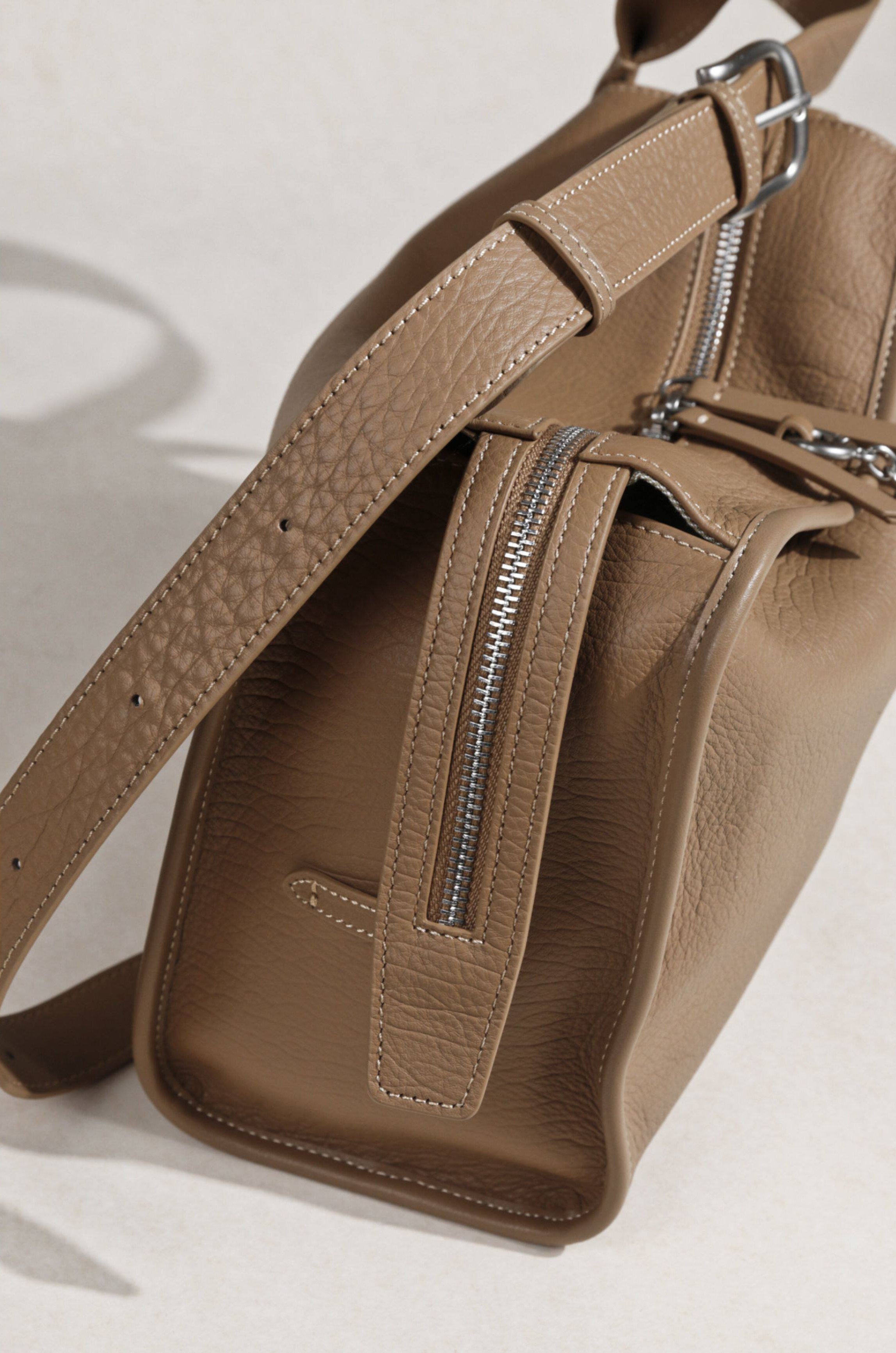 Textured Full Grain Cowhide Leather Boston Bag | Women's Shoulder & Crossbody Bag