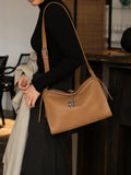 Textured Full Grain Cowhide Leather Boston Bag | Women's Shoulder & Crossbody Bag