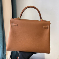 Togo Leather Brand Inspired Bag Gold Tone and Silver Tone, Must-have Leather Designer Bag, Luxury Classic Shoulder Bag, Wide Shoulder Strap