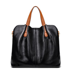 Two Tone Pebbled Leather Commuter Shoulder Bag for Women, Soft Genuine Leather Slouchy Shoulder & Handbag