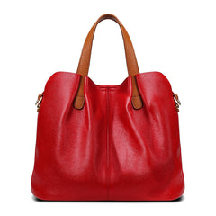 Two Tone Pebbled Leather Commuter Shoulder Bag for Women, Soft Genuine Leather Slouchy Shoulder & Handbag
