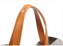 Two Tone Pebbled Leather Commuter Shoulder Bag for Women, Soft Genuine Leather Slouchy Shoulder & Handbag