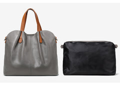 Two Tone Pebbled Leather Commuter Shoulder Bag for Women, Soft Genuine Leather Slouchy Shoulder & Handbag