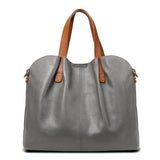 Two Tone Pebbled Leather Commuter Shoulder Bag for Women, Soft Genuine Leather Slouchy Shoulder & Handbag