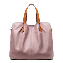 Two Tone Pebbled Leather Commuter Shoulder Bag for Women, Soft Genuine Leather Slouchy Shoulder & Handbag