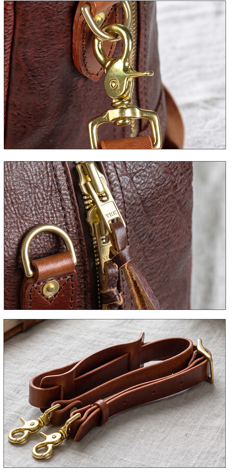 Vegetable Tanned Italian Full Grain Leather Travel Bag | Handcrafted Vintage Minimalist Business Duffel & Shoulder Bag