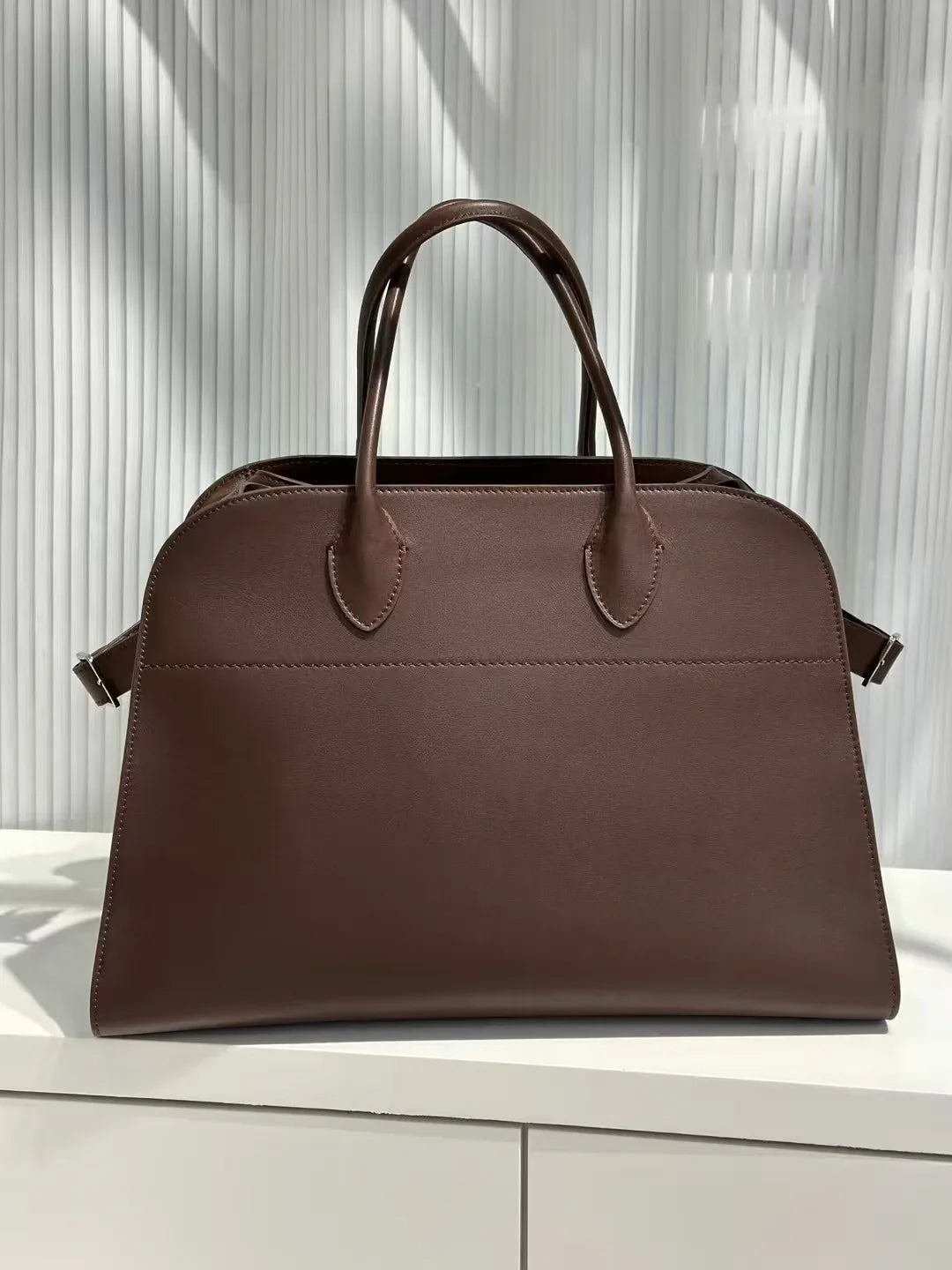 Versatile Genuine Leather Tote Bag - Women's Boston Shoulder Bag for Everyday Commute, Luxury Designer Bag