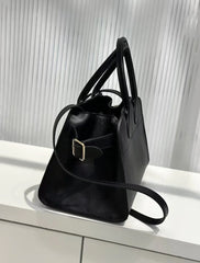 Versatile Genuine Leather Tote Bag - Women's Boston Shoulder Bag for Everyday Commute, Luxury Designer Bag