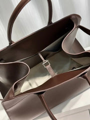 Versatile Genuine Leather Tote Bag - Women's Boston Shoulder Bag for Everyday Commute, Luxury Designer Bag