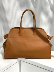 Versatile Genuine Leather Tote Bag - Women's Boston Shoulder Bag for Everyday Commute, Luxury Designer Bag