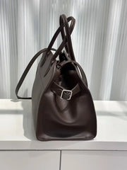 Versatile Genuine Leather Tote Bag - Women's Boston Shoulder Bag for Everyday Commute, Luxury Designer Bag