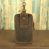 Vintage Crazy Horse Leather Waist Bag – Genuine Cowhide Belt Pouch, Multifunction 7-Inch Phone Holster Bag, Retro Crossbody Fanny Pack for Men