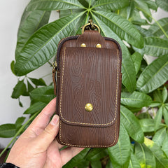 Vintage Crazy Horse Leather Waist Bag – Genuine Cowhide Belt Pouch, Multifunction 7-Inch Phone Holster Bag, Retro Crossbody Fanny Pack for Men