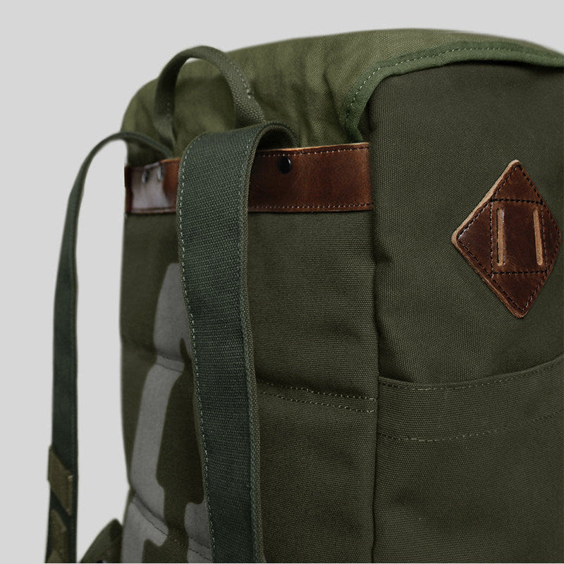 Vintage Distressed Canvas & Leather Backpack | Unisex Outdoor Commuter Rucksack