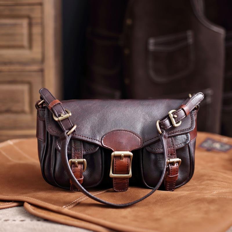 Vintage Distressed Leather Saddle Bag | Unisex Crossbody Shoulder Bag | Full Grain Cowhide Handbag